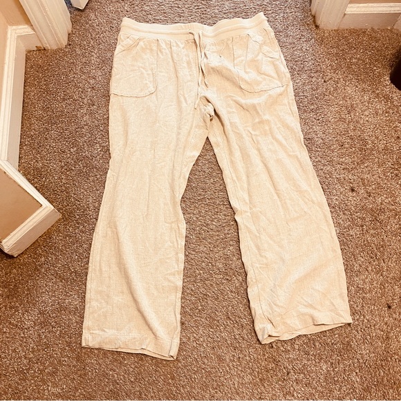 Marissa Olivia Linen Blend Women’s Cropped Casual Pants Cream NWOT Wide Leg XL - Picture 4 of 8